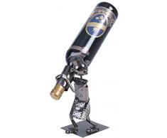 Grinscard Weinflaschenhalter Koch Design - Silberfarben, Metall - Weinständer Wein Aufbewahrung und Präsentation