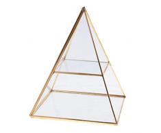 Ningb 2 Tiers Vintage Style Messing Klarglas Pyramide Mirrored Shadow Box Schmuck Vitrine, Gold