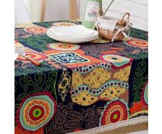 Yipianyun Tischdecke Rechtecktisch in Baumwolle Und Leinen-Böhmische Art-Antifade Wasserdicht Mildew Stain Copritavolo Dekoration: Bunt Haus Küche,1