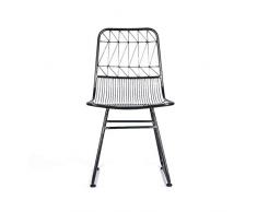 CROWN Schmiedeeisen-Gartenstuhl, Gussaluminium-Gittergewebe-Design-Patio-Bistro-Esszimmerstuhl, für Gartenmöbel Patio Deck Garden, Schwarz