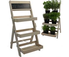 PROHEIM Blumentreppe aus FSC® Holz in weiß Pflanzentreppe mit Kreidetafel Blumenregal mit Imprägnierung wetterfest und langlebig