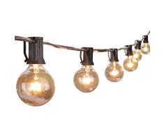 G40 Globe Lichterkette-7.6Meters Globus Schnur Licht mit 27 Glühbirnen-Innen/Außen Hängendes Licht String für Patio, Café Bars, Garten Hinterhof Gazebos Schlafzimmer Pergola Dekoration, Schwarz