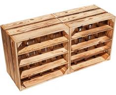 Kistenkolli Altes Land Weinregal 16er weiß/Natur/geflammt Maße 40x40x27cm Regalkiste Flaschenablage Weinregal Apfelkiste/Weinkiste (Weinregal 16er geflammt)