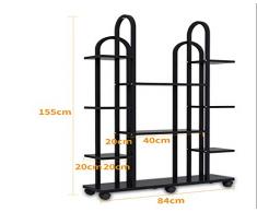 Pflanzenregal Mit RäDern, 6 Reifenwalzwerk Stehen NatüRliche Holz Basis MetallstäNder Pflanzenregal Indoor Outdoor Blumen Display FüR Hofgarten Terrasse Balkon, 84 * 20 * 155 (L * W * H)