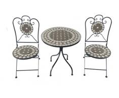 Terassenset Mosaik Eisen 2 Stühle und 1 Tisch Duchmesser Tisch ca. 61cm