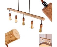 Pendelleuchte Gondo, Hängelampe aus Metall/Holz in Rost/Braun, 5-flammig, 5 x E27 max. 40 Watt, moderne Hängeleuchte geeignet für LED Leuchtmittel