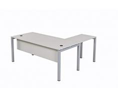 Schreibtisch Tetra 160 Schreibtisch, Schreibtisch Homeoffice Seminartisch, Eckschreibtisch, drehbarer Computertisch und Tastatur öffnen sich, Winkelkombination, einfache Montage, grau, Furni24