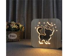 Katze-förmige Holzlampe Kinderzimmer Dekoration warmes Licht Nachtlicht für Kinder Tag Geschenk Unterstützung direkt