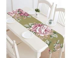 QIAOLII Läufer für Tisch Shabby Chic Blumenblume Party Tischläufer Kinder Party Tischläufer 16x72 Zoll für Dinnerpartys Events Dekor