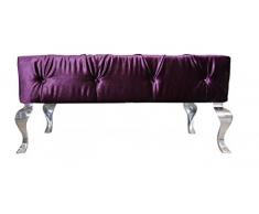 Casa Padrino Barock Sitzhocker Lila/Silber - Designer Sitzbank - Hocker Qualität
