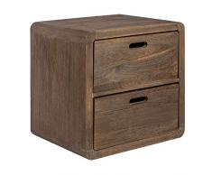 NEG Schubladenschrank VINUJA (Dunkelbraun) 3-TLG. Nachttisch/Kommode/Teetisch aus Echtholz (Paulownia)