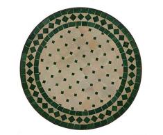 Casa Moro Mediterraner Gartentisch marokkanischer Mosaiktisch Ø 45 cm rund grün terrakotta mit Gestell H 55 cm | Kunsthandwerk aus Marrakesch | Handmade Bistrotisch Mosaik-Kunst Balkontisch | MT2995