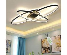 LED Deckenleuchte Dimmbar Wohnzimmerlampe Mit Fernbedienung Acryl-Schirm Esszimmerlampe Decke Pendelleuchte Modern Oval Design Esstischlampen Schlafzimmerlampe Flur Chic Dekor Deckenlampe,Schwarz