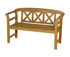 Ploss Curve Landhausbank, Teakoptik, FSC-Akazienholz, geölt, 128 x 50 x 80 cm, geschwungene Armlehnen