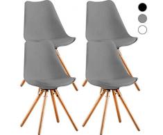 MIFI 4 x Esszimmerstühle 4er Set Esszimmerstuhl Tulpe Esszimmer Holzbeine Stuhl Eiffelturm Stuhl 4er Set Retro Design Stühle als Küchenstuhl, Bürostuhl, Lounge Stuhl Robust und Bequem (Grau)