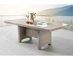 Destiny Gartentisch Luna Vintage Weiß Tisch Polyrattan Geflechttisch 200 x 100 Esstisch
