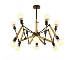 ZHJDIAODEN Kronleuchter LED-Deckenleuchte, 12 leichte einziehbare Holzleuchte/für Schlafzimmer/Esszimmer/Wohnzimmer