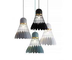 HYLH E27 Modern Pendelleuchte Hängeleuchte Esstischlampe Badminton Lampenschirm Hängelampe Kunst Design Wohnzimmerlampe Esszimmerleuchte Kreativ Metallschirm Industrie Pendellampe Ø35*H50cm, grau