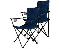 Nexos 2-er Set Angelstuhl Anglerstuhl Faltstuhl Campingstuhl Klappstuhl mit Armlehne und Getränkehalter praktisch robust leicht blau