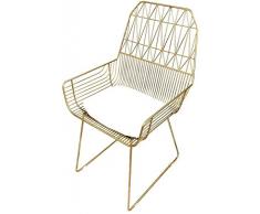 Sessel FHW Schmiedeeisen Stuhl, Goldene kreative Heimat, einfach und Casual Tea Shop Cafe Chair (Color : Gold, Size : 43x53x93CM)