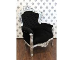 Casa Padrino Barock Sessel King Schwarz/Silber - Möbel Antik Stil