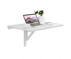 COSTWAY Wandtisch klappbar, Wandklapptisch weiß, 80x60cm, Klapptisch aus Holz (Weiß)
