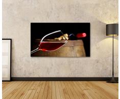 islandburner Bild auf Leinwand Glas Wein mit Fass Wandbild, Poster, Leinwandbild FMV