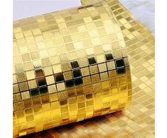 Wasserdichte 3D-Mosaiktapete Aus Goldfolie Goldenes Silber KTV Bartheke Gitter Goldfolientapete (Size : Silver)
