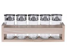 Eliware 6 teiliges Kräuterregal mit 5 Gläsern und einem Regal aus Holz