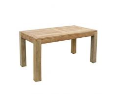 FineHome Massiver XXL Gartentisch aus Teakholz Esstisch Teaktisch Massivholz Indoor sowie Outdoor 180x90x75cm