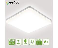 Oeegoo LED Deckenleuchte 24W, 2400Lm LED Deckenlampe Bad, IP44 LED Leuchte Als Schlafzimmerlampe, Wohnzimmerleuchte, Kinderzimmerlampe, Küchenlampe, Balkonlicht 4000K