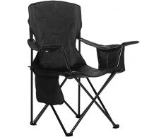 AmazonBasics - Campingstuhl mit Kühlfach, Schwarz, Gepolstert, XL