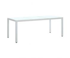 vidaXL Gartentisch Witterungsbeständig Pflegeleicht Esstisch Balkontisch Terrassentisch Gartenmöbel Tisch Weiß 190x90x75cm Poly Rattan