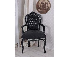 PALAZZO INT Barockstuhl Marie Louise Armlehnstuhl Schwarz Stuhl Barock Sessel Palazz Exclusiv