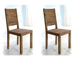 Stuhl Yoga 2er Set Esszimmerstühle Holzstuhl Sheesham massiv von Wolf Möbel