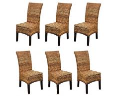 KMH®, 6er Set Rattanstühle Banana aus dickem Bananengeflecht (#205023)