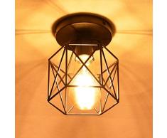 NUODIFAN Vintage Deckenleuchten, Retro E27 Lampenfassung Leuchtmittel Metall Lampenschirm Deckenlampe Semi-Flush Mount Pendelleuchte