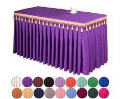 JK Home Tischdecke Quaste Anhänger Tischdecke rechteckig Ausstelltisch Meeting Tisch Rock für Bankette, Polyester, violett, 180 * 60 * 75CM