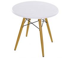 HOMCOM Couchtisch Wohnzimmertisch Beistelltisch Kaffeetisch Teetisch Nachttisch rund MDF + Metall Natur + Weiß Ø60 x H55 cm