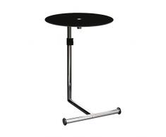 Premier Housewares Verstellbarer, runder Beistelltisch mit Glasplatte und Chromgestell, 70 x 45 x 45 cm