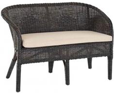 korb.outlet Rattan Küchenbank Rattanbank 2-Sitzer Sitzbank 2er Bank mit Armlehne Bänkchen Korbmöbel (Anthrazit)