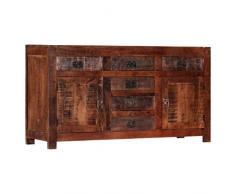 N / A vidaXL Sideboard Mit 2 Türen und 6 Schubladen, Vitrinenschrank Küchenschrank Esszimmerschrank,Massivholz für Wohnzimmer, Schlafzimmer, Flur oder Bad 140 x 40 x 76 cm