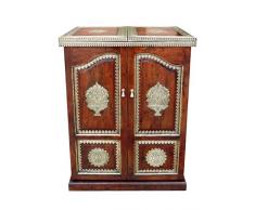 Orientalischer Hausbar Bartheke aufklappbar aus Massivholz Javana 170cm Groß | Theke Bar Tresen Deko orientalisch | Minibar Barschrank mit Bartisch für Wohnzimmer | Orientalische Möbel aus Indien