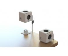 PowerCube Extended USB, 4 fach Design Verteiler und Tisch Steckdose und Designsteckdose zur Tischmontage inkl. 5V USB Adapter für iPhone, iPod, iPad, 230V Schuko