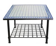 Saharashop Mediterraner Mosaik Couchtisch Blau-Natur 80 x 80 cm
