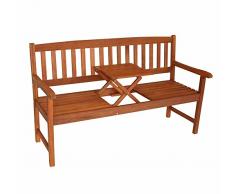 lifestyle4living Gartenbank, Holzbank, Balkonbank, Sitzbank, Landhausbank, Massivholzbank, Parkbank, Eukalyptusholz, Echtholz, Massiv, Klapptisch, Tisch, 3-Sitzer