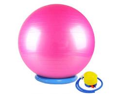 CHANG JIAER Gymnastikball mit Stabilität Basis/Pump 65cm Eignung-Kugel Flexible Sitz verbessert die Balance Kernkraft Posture Ball Chair Secure Anti-Burst-rutschfest-Kugel,Rosa