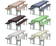 PROHEIM Auflagenset für Bierzeltgarnitur Uni Biertischdecke 240 x 70 cm (für 220 x 50 cm Biertische) + 2 gepolsterte Bierbankauflagen 220 x 25 cm, Farbe:Aqua