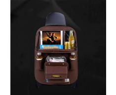 safeinu Aufbewahrungstasche für Autositze mit 8 Taschen (mit Ablagetisch) Aufbewahrungstasche für Autos Aufbewahrungstasche für Autositzlehnen mit Taschentuchbox aus Tablet-Halter Coffee Color