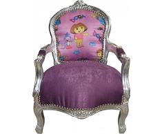 Casa Padrino Barock Kinder Stuhl Lila/Silber Mod1 - Kindermöbel